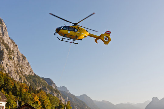 Yellow emergency helicopter