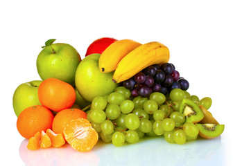 Plakat Ripe juicy fruits isolated on white