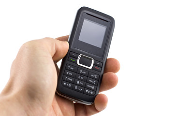 Hand holding a mobile phone