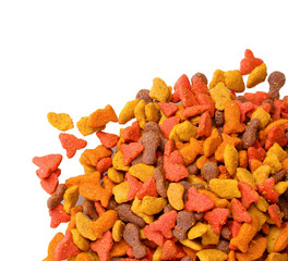 Dry cat food isolated on white