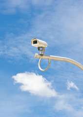 outdoor cctv camera against blue sky