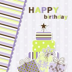 Template birthday greeting card, vector