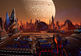 Naklejka premium Futuristic City On An Alien Planet Part 2