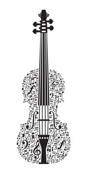 Abstract violin and musical symbols