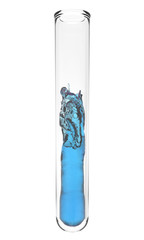 test tube with wavy blue liquid inside