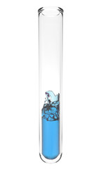 test tube with wavy blue liquid inside