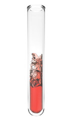 test tube with wavy red liquid inside