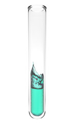 test tube with wavy turquoise liquid inside