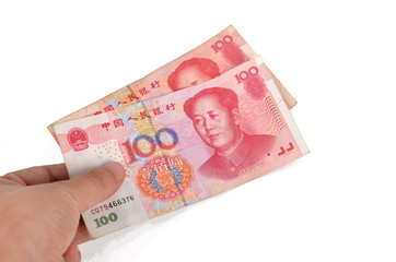 Chinese currency and hand