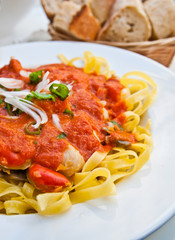 Italian meat sauce noodles on the table