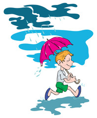 Obraz na płótnie Canvas The boy under an umbrella