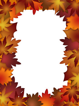 Colorful Fall Leaves Border over White