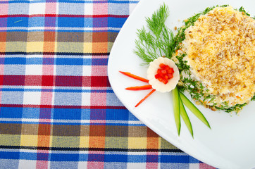 Delicious salad in the plate