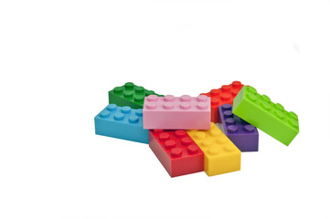 Plastic toys, building blocks.