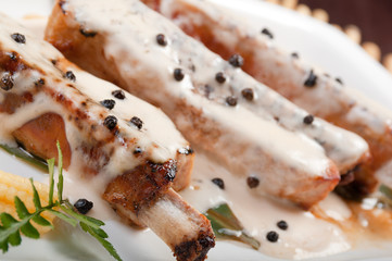 roasted pork ribs in a plate