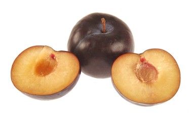Plums on white background.