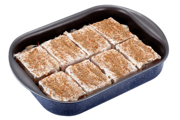 Fried fish with a cauliflower and mushrooms