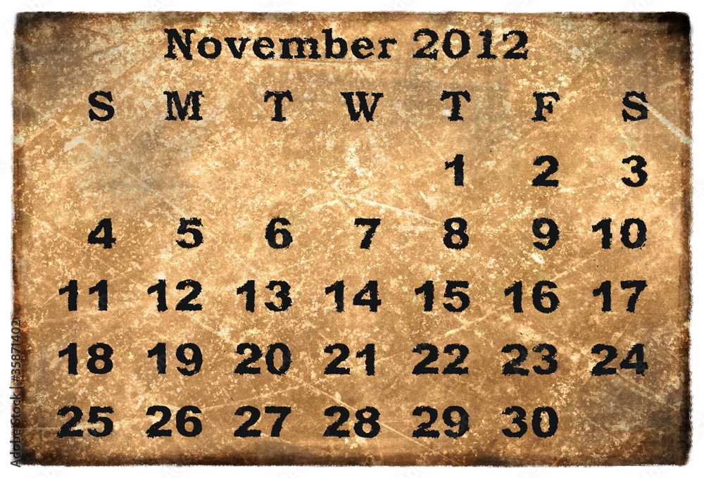 Wall mural old grunge monthly calendar 2012