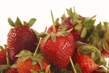 Strawberries on a white background.