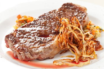 Grilled steak with  vegetables