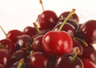 Cherries on a white background.