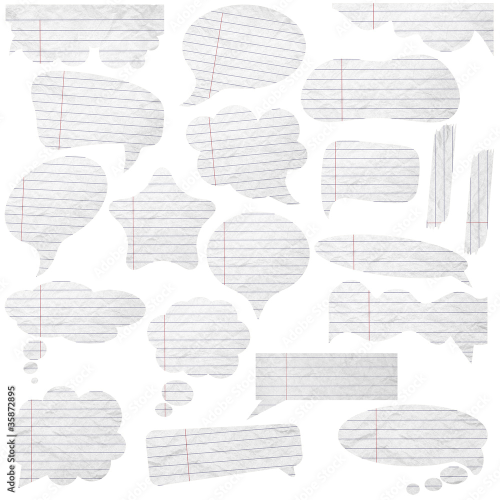 Poster collection of paper speech bubbles. with save path on paper