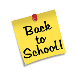 Post-it con chincheta con texto Back to School!