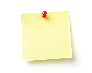 Blank yellow note on white background with clipping path