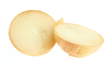 Onions on white background
