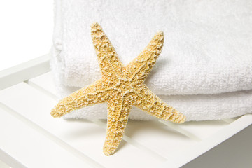 Fototapeta na wymiar Czysty relaks - rozgwiazda z ręcznik plażowy