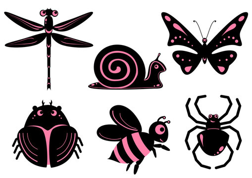 Funny stylized insects