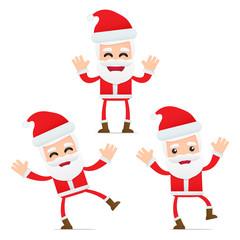 set of funny cartoon Santa Claus