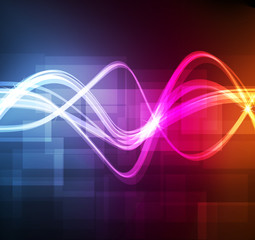 Neon abstract lines design on dark background vector