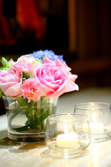 pink rose flower in a vase.