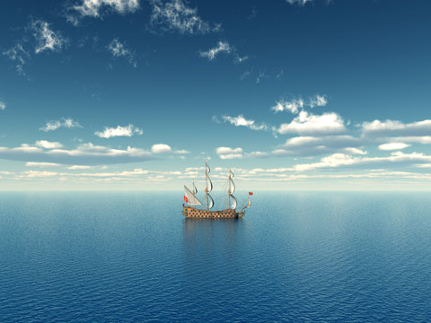 Ozean mit Segelschiff