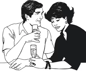 Crédence de cuisine en verre imprimé Des bandes dessinées Couple d& 39 amoureux