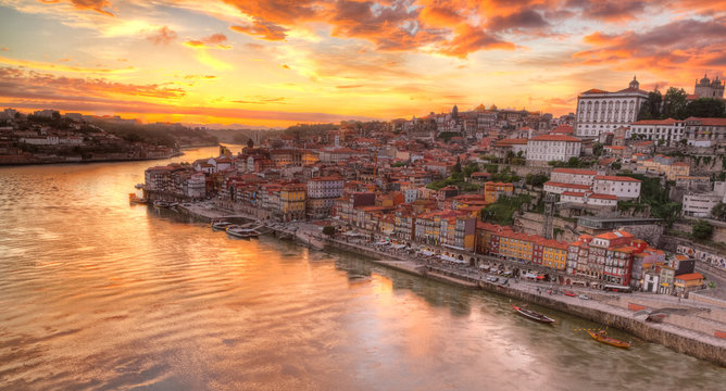 Porto at river Duoro, sunset