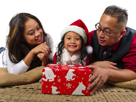 Asian family on Christmas