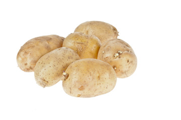 Fototapeta premium Fresh potatoes on white background