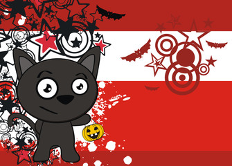 halloween black cat cartoon background4