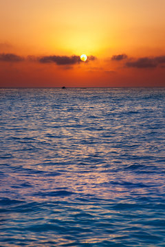 Mediterranean sea sunrise sunset with sun