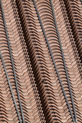 Close-up of tiles on a roof renovation