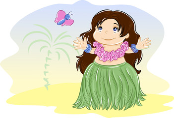 Hula Girl chasing a butterfly