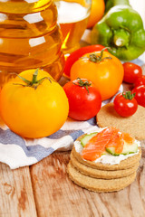 fresh vegetables and oatmeal cookies
