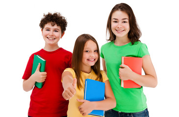 Kids showing OK sign isolated on white background