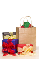 Christmas presents and a shopping bag