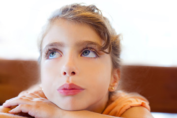 Blue eyes sad children girl crossed arms