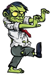 Cartoon zombie businessman stalking