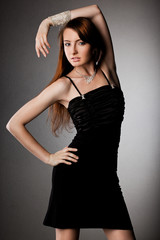 Fototapeta premium elegant fashionable woman with silver jewelry