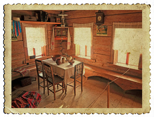 retro interior on old photography